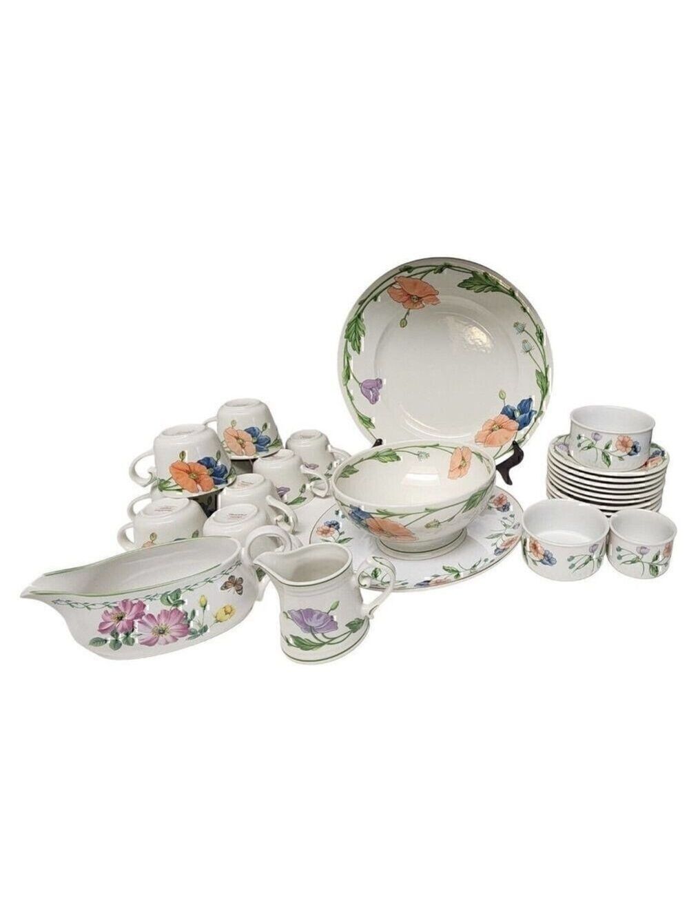 Villeroy & Boch Amapola Teacups Saucers Platter Dinnerware Servingware